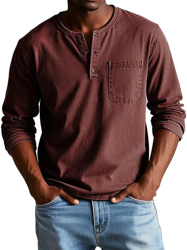 Morae-Amsterdam® | Casual Henleyshirt met Lange Mouwen