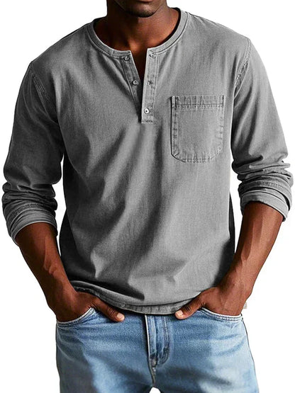Morae-Amsterdam® | Casual Henleyshirt met Lange Mouwen