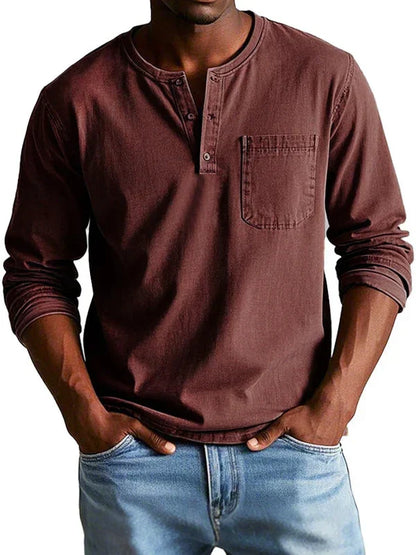 Morae-Amsterdam® | Casual Henleyshirt met Lange Mouwen