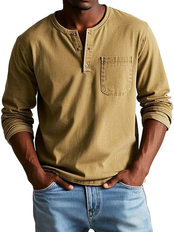 Morae-Amsterdam® | Casual Henleyshirt met Lange Mouwen