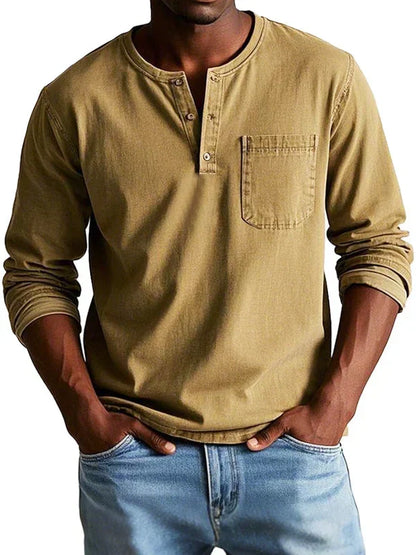 Morae-Amsterdam® | Casual Henleyshirt met Lange Mouwen
