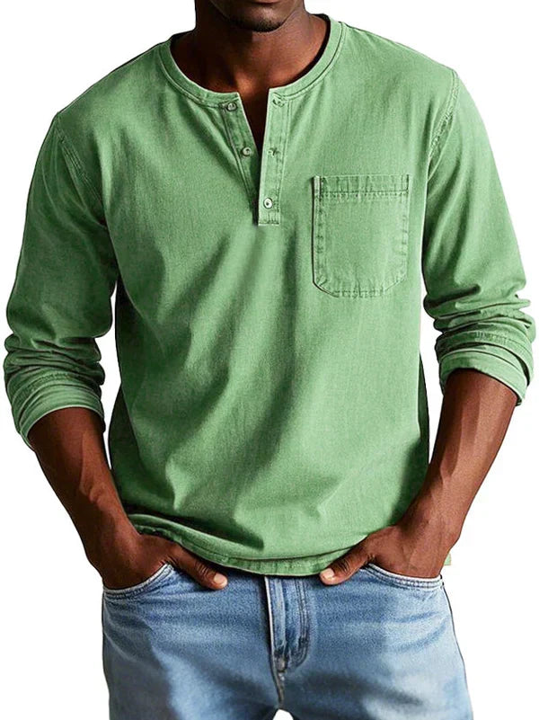 Morae-Amsterdam® | Casual Henleyshirt met Lange Mouwen