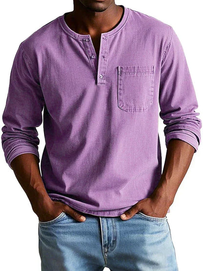 Morae-Amsterdam® | Casual Henleyshirt met Lange Mouwen