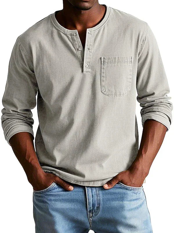 Morae-Amsterdam® | Casual Henleyshirt met Lange Mouwen