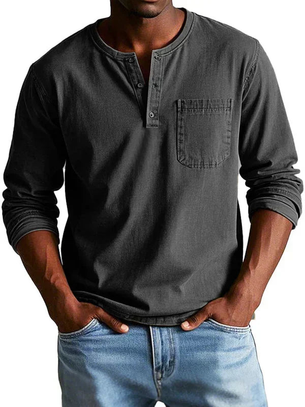 Morae-Amsterdam® | Casual Henleyshirt met Lange Mouwen