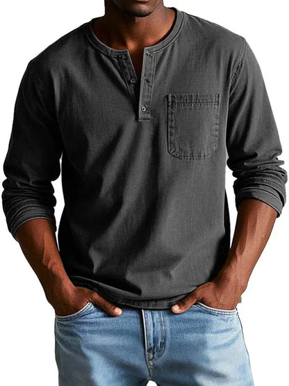 Morae-Amsterdam® | Casual Henleyshirt met Lange Mouwen
