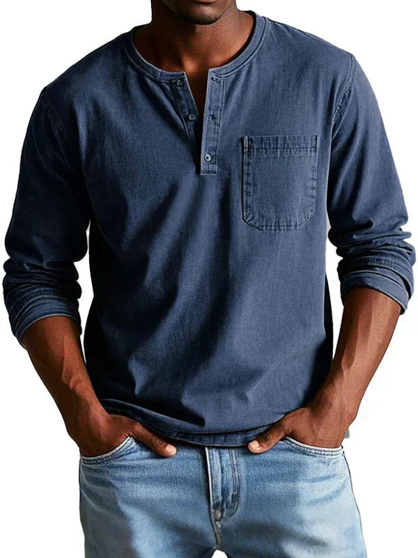 Morae-Amsterdam® | Casual Henleyshirt met Lange Mouwen