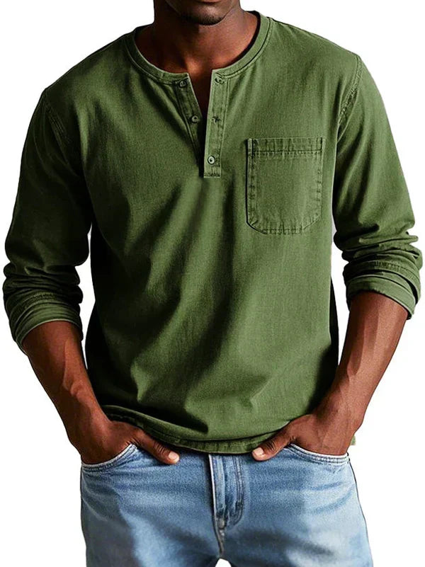 Morae-Amsterdam® | Casual Henleyshirt met Lange Mouwen