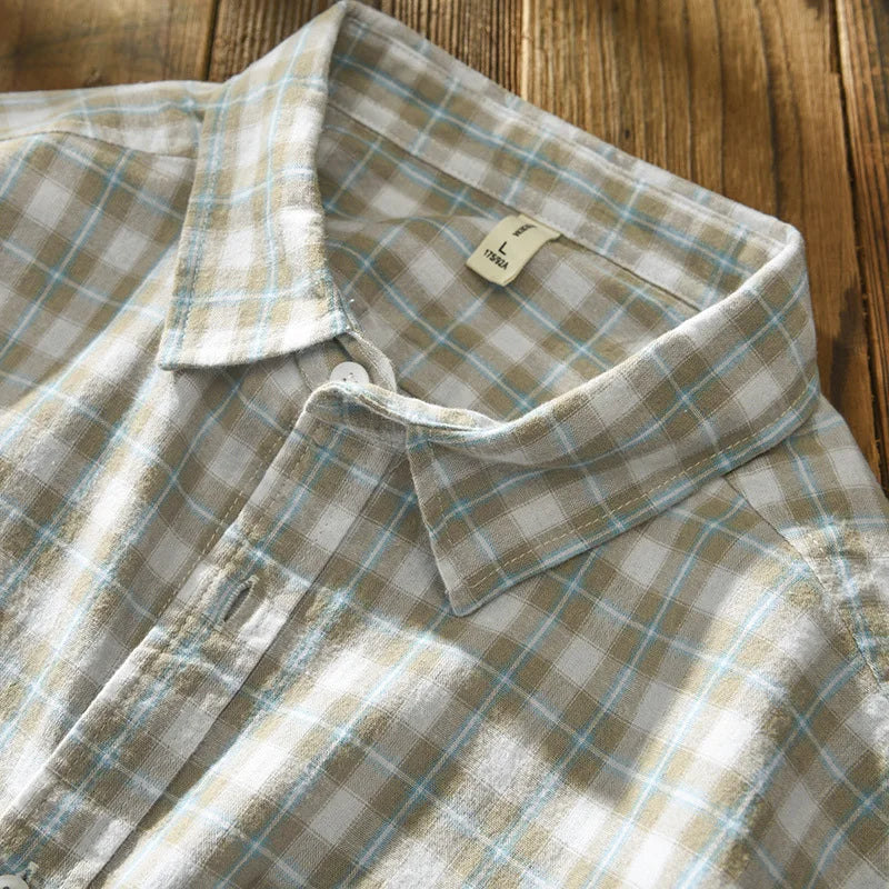 Morae-Amsterdam® | Linnen blouse met ruitpatroon