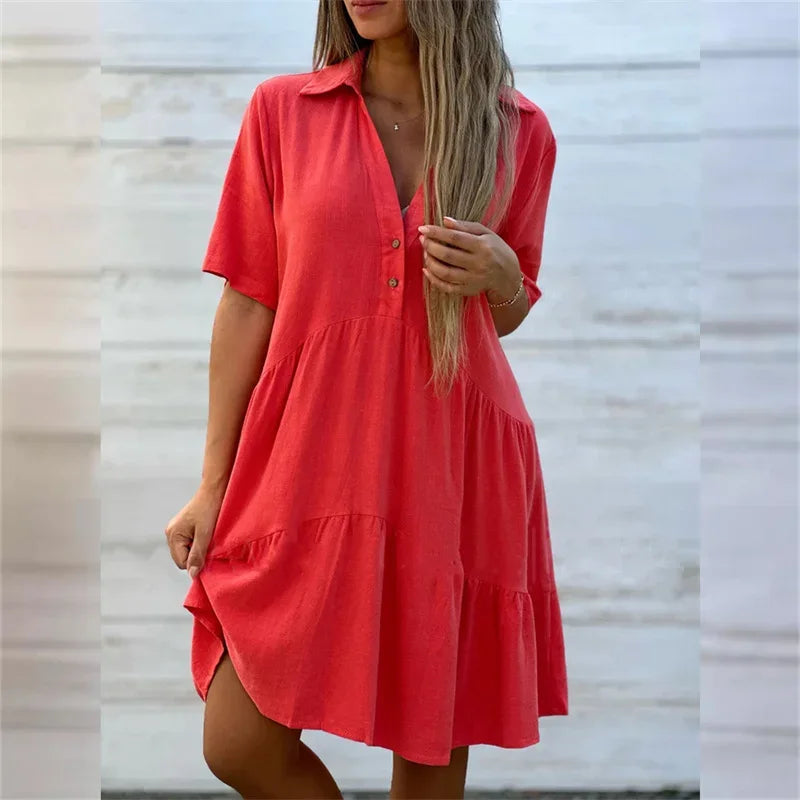 Morae-Amsterdam® | Elegante Damesjurk Met V-Hals