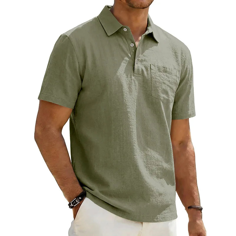 Morae-Amsterdam® | Linnen Heren Poloshirt met Korte Mouwen