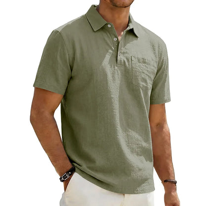 Morae-Amsterdam® | Linnen Heren Poloshirt met Korte Mouwen
