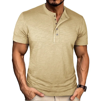 Morae-Amsterdam® | Stoer Henley T-Shirt met Korte Mouwen