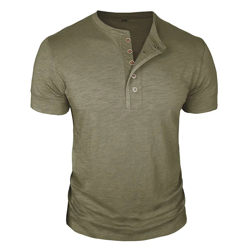 Morae-Amsterdam® | Stoer Henley T-Shirt met Korte Mouwen
