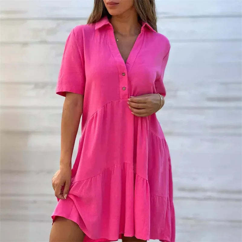 Morae-Amsterdam® | Elegante Damesjurk Met V-Hals
