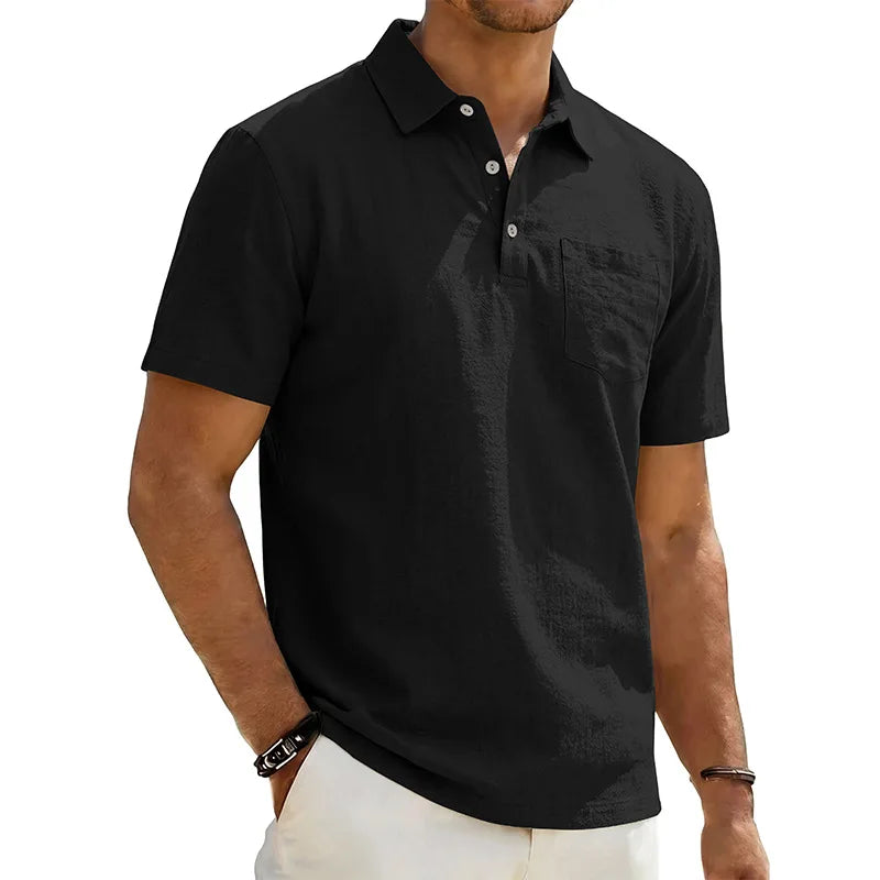 Morae-Amsterdam® | Linnen Heren Poloshirt met Korte Mouwen