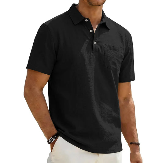 Morae-Amsterdam® | Linnen Heren Poloshirt met Korte Mouwen