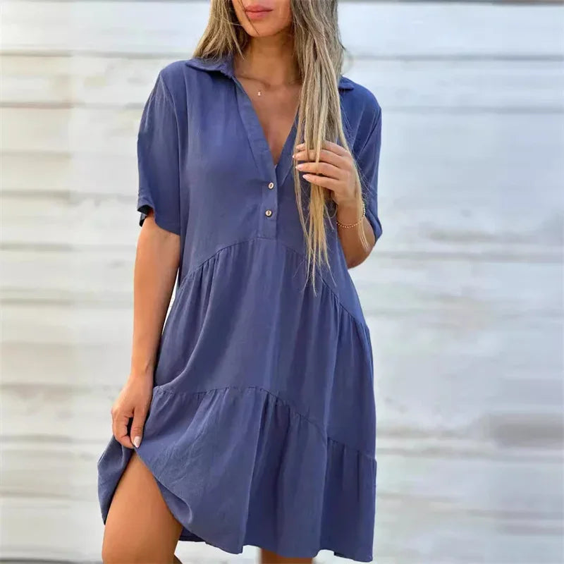 Morae-Amsterdam® | Elegante Damesjurk Met V-Hals