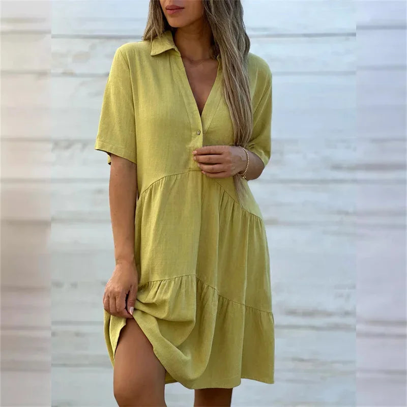 Morae-Amsterdam® | Elegante Damesjurk Met V-Hals