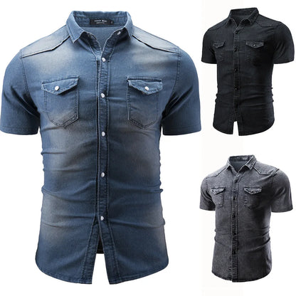 Morae-Amsterdam® | Denim Overhemd Met Korte Mouwen