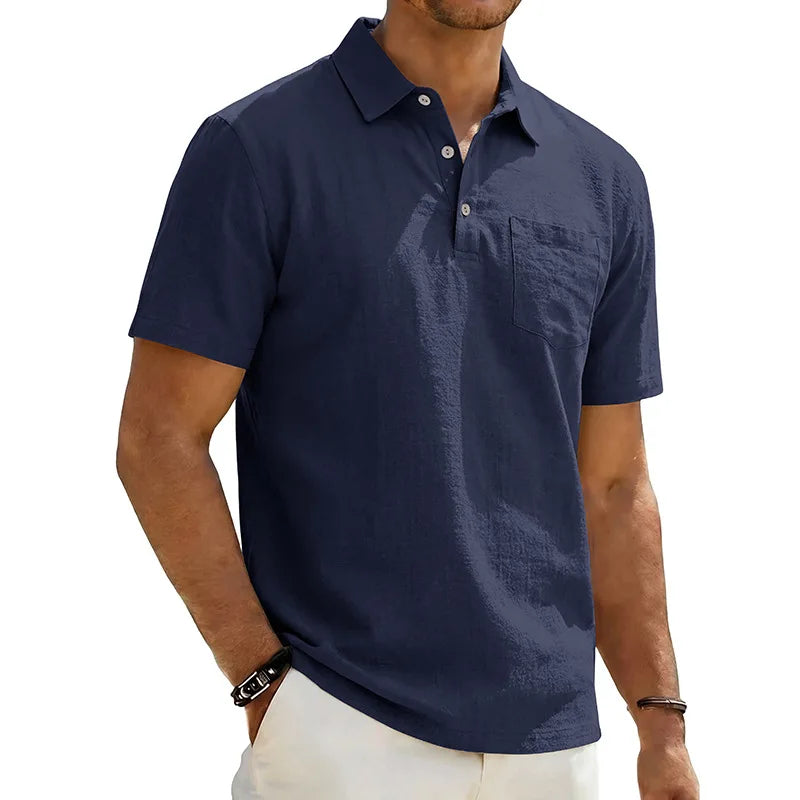 Morae-Amsterdam® | Linnen Heren Poloshirt met Korte Mouwen