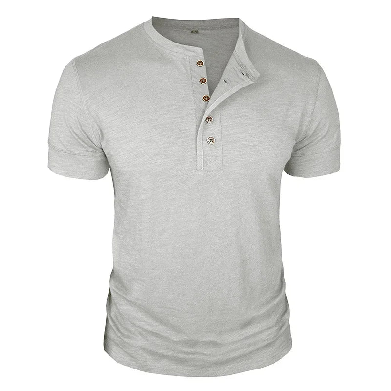 Morae-Amsterdam® | Stoer Henley T-Shirt met Korte Mouwen