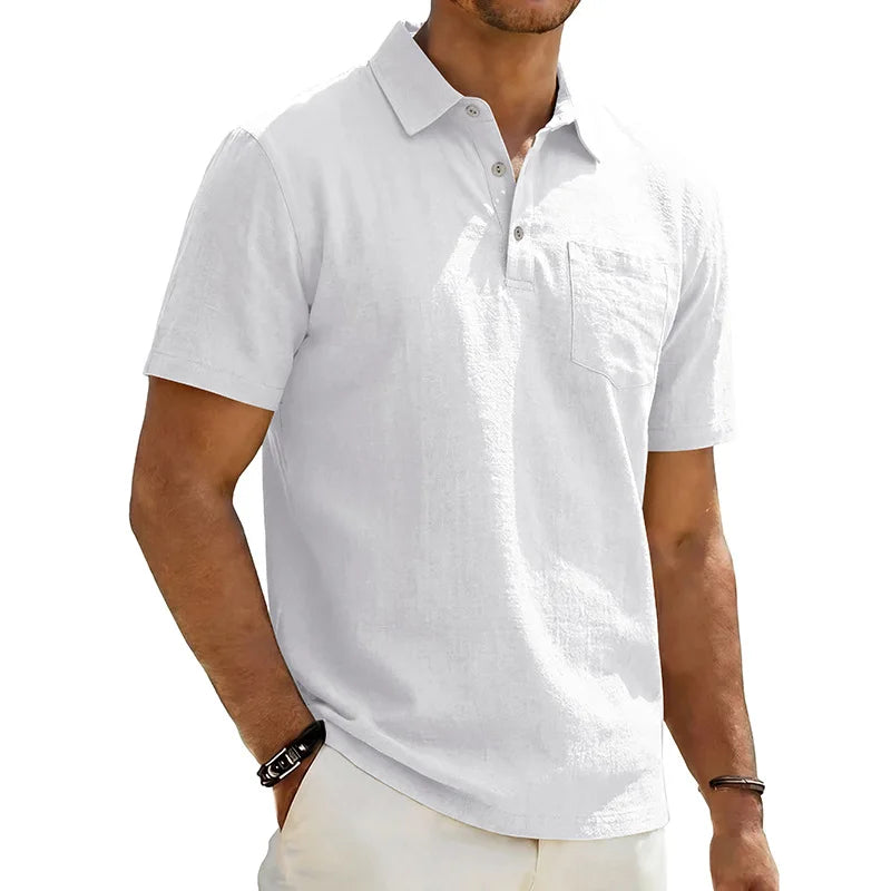 Morae-Amsterdam® | Linnen Heren Poloshirt met Korte Mouwen