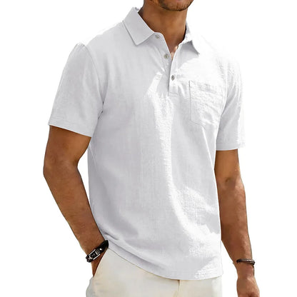 Morae-Amsterdam® | Linnen Heren Poloshirt met Korte Mouwen