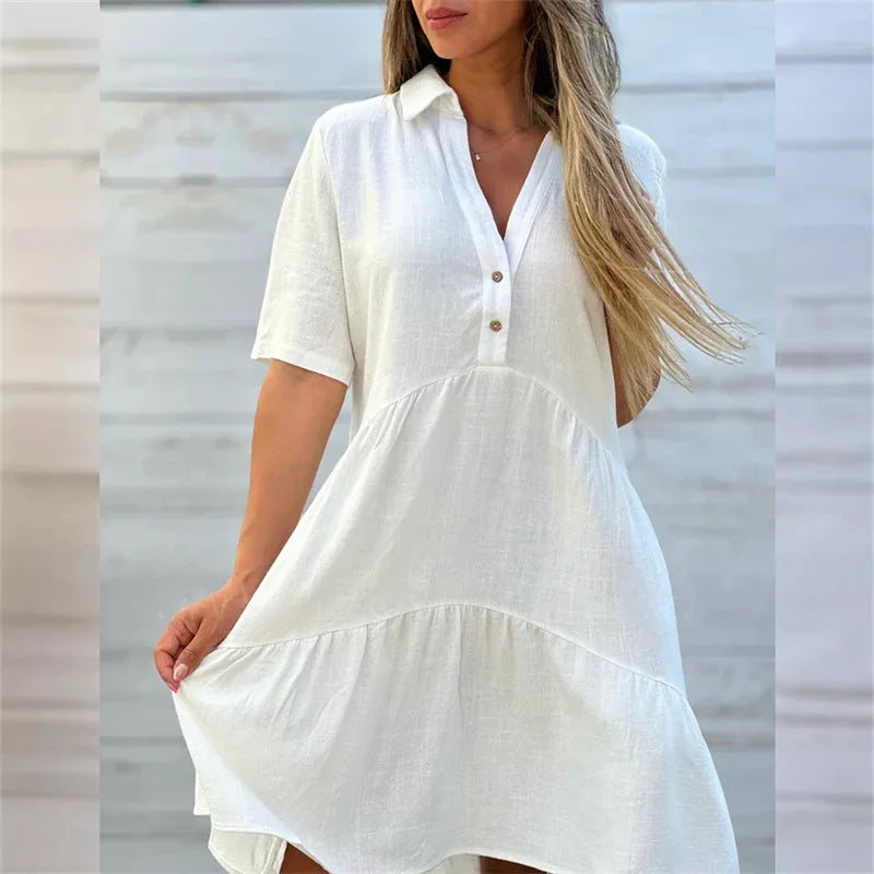 Morae-Amsterdam® | Elegante Damesjurk Met V-Hals