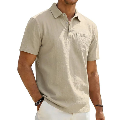 Morae-Amsterdam® | Linnen Heren Poloshirt met Korte Mouwen