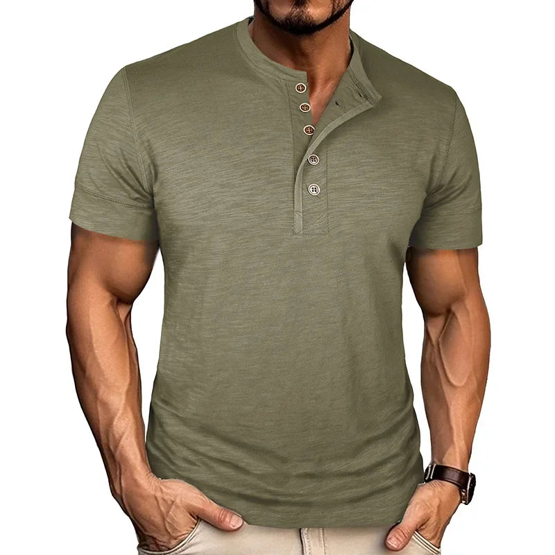 Morae-Amsterdam® | Stoer Henley T-Shirt met Korte Mouwen