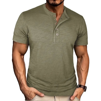 Morae-Amsterdam® | Stoer Henley T-Shirt met Korte Mouwen
