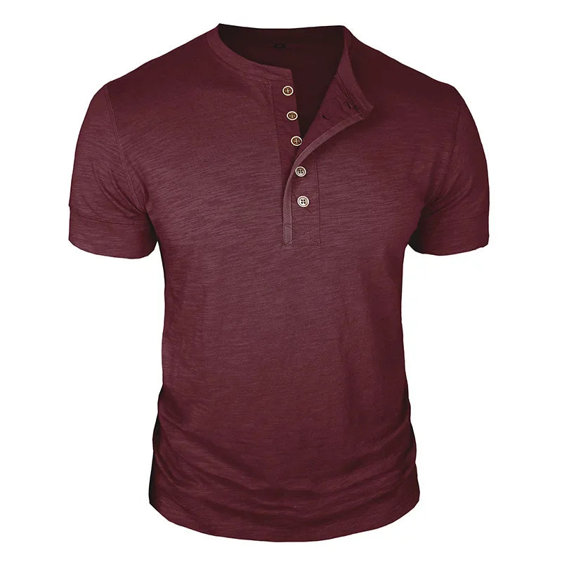 Morae-Amsterdam® | Stoer Henley T-Shirt met Korte Mouwen