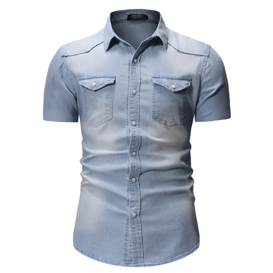 Morae-Amsterdam® | Denim Overhemd Met Korte Mouwen