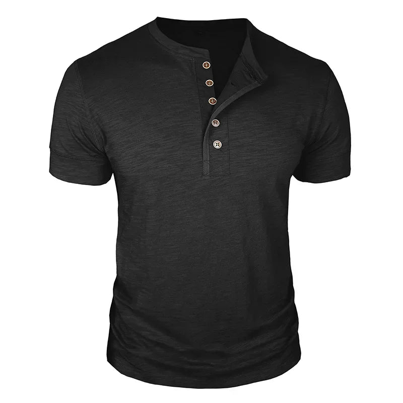 Morae-Amsterdam® | Stoer Henley T-Shirt met Korte Mouwen