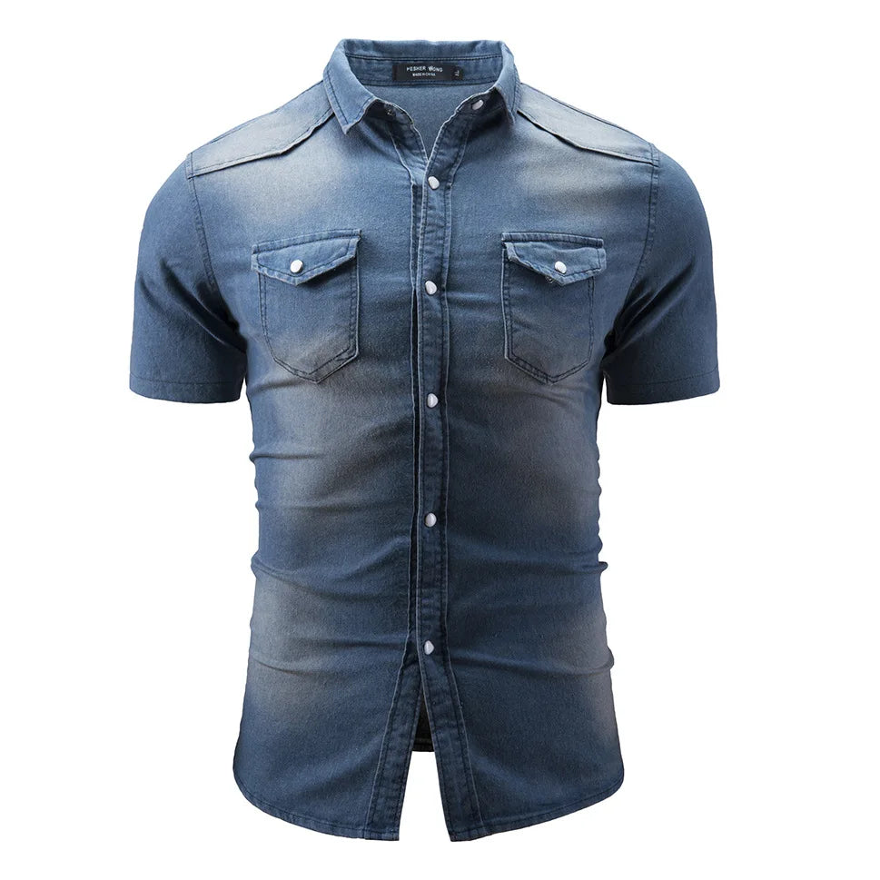 Morae-Amsterdam® | Denim Overhemd Met Korte Mouwen