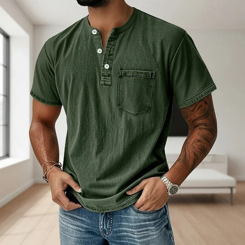 Morae-Amsterdam® | Vintage Mannen Shirt Met Borstzakje