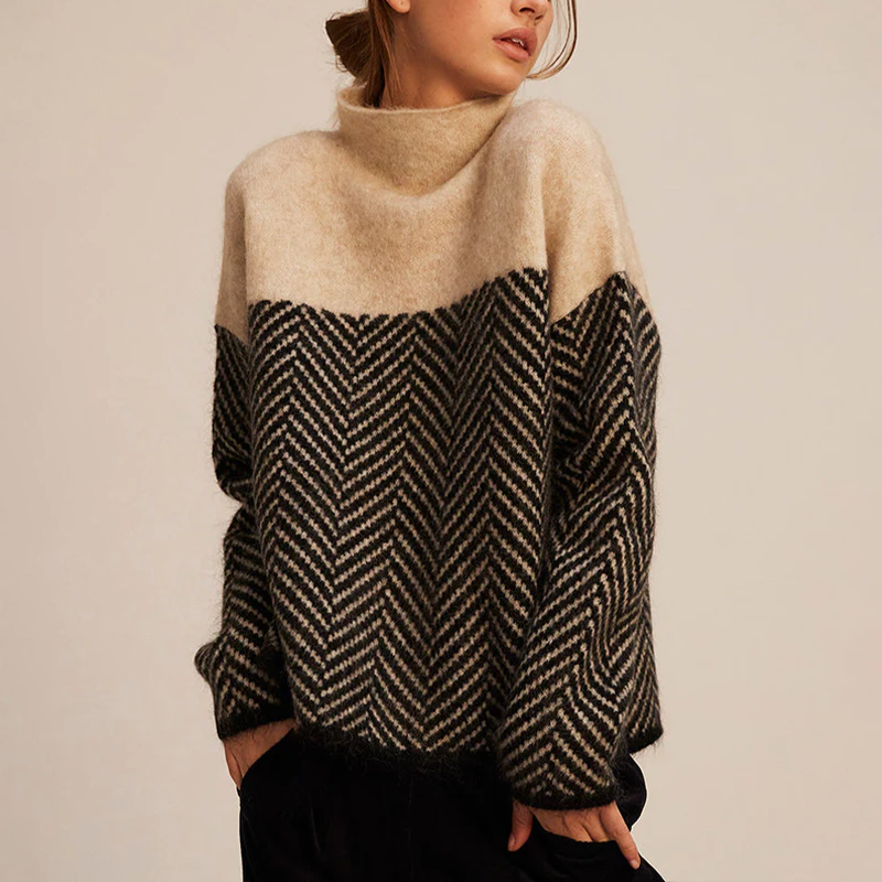 Mia™| Luxe Coltrui met Trendy Visgraatpatroon