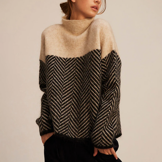 Mia™| Luxe Coltrui met Trendy Visgraatpatroon